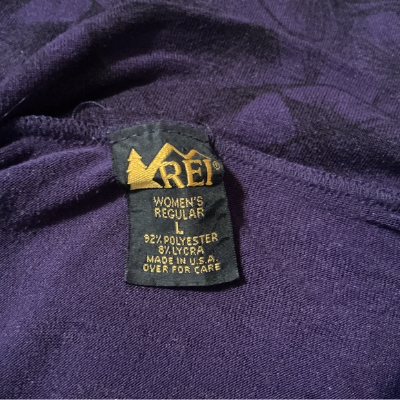 REI Large Purple Pullover Long Sleeve 3/4 Zip Top Lightweight size L Ginko leaf - Picture 5 of 6
